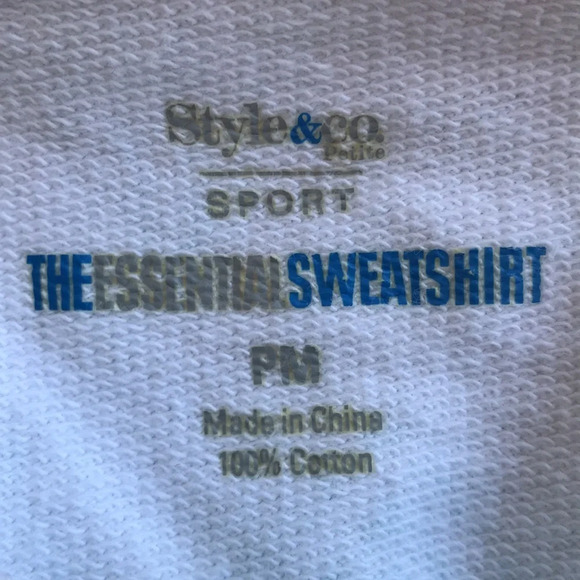Style & Co. Sport white, blue, and aqua cotton Essential Sweatshirt , size PM - Picture 6 of 6
